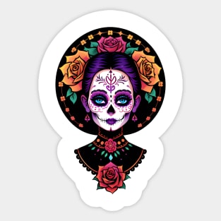 Floral Day of the Dead Girl Sticker